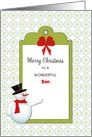 For Son Christmas Greeting Card-Snowman-Tag-Custom Text card