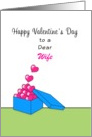 For Wife Valentine’s Day Greeting Card-Three Pink Hearts on Stems card
