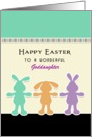 For Goddaughter Easter Greeting Card-Three Bunny Rabbits-Custom Text card