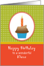 For Niece Birthday Greeting Card-Chocolate Cupcake-Orange Candle card