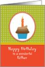 For Father/Dad Birthday Greeting Card-Chocolate Cupcake-Candle card