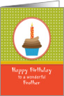 For Brother Birthday Greeting Card-Chocolate Cupcake-Candle card