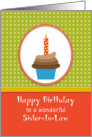 For Sister-In-Law Birthday Greeting Card-Chocolate Cupcake-Candle card