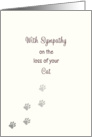 Loss of Cat Pet Sympathy Greeting Card-Faded Paw Prints card