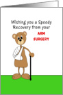 Arm Surgery Get Well Greeting Card-Bear with Arm in Cast and Cane card