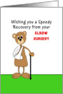 Elbow Surgery Get Well Greeting Card-Bear with Arm in Cast and Cane card