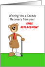Knee Replacement Get Well Greeting Card-Bear Cast on Leg and Cane card