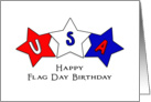 Flag Day Birthday Greeting Card-Red, White and Blue Star Design card