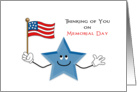 Memorial Day Greeting Card-Happy Smiling Blue Star-American Flag card