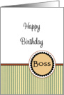 For Boss-Happy Birthday Greeting Card-Classic Green and Brown Stripe card