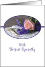 Deepest Sympathy Card with Pink Rose and Gold Cross card