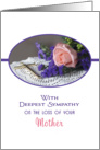 Loss of Mother Sympathy Card-Soft Pink Rose and Gold Cross card
