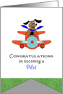 Pilot’s License-Becoming a Pilot Greeting Card-Dog Flying Red Airplane card