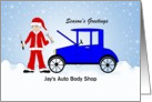 From Car Mechanic Christmas Greeting Card-Vintage Blue Car-Custom card