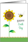 Earth Day Greeting Card-Sunflower and Bumble Bee-April 22 card