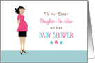 For Daughter-In-Law Baby Shower Greeting Card-Pregnant Girl card