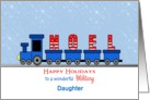 For Military Daughter Christmas Greeting Card-Blue Train-Noel-Custom card