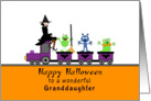 For Granddaughter Halloween Greeting Card-Purple Train-Witch-Gremlins card