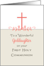 For Goddaughter First Holy Communion Greeting Card-Cross-Leaf Scroll card