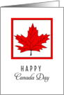 Canada Day Greeting Card-Red Maple Leaf in Square card