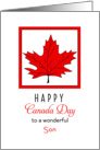 For Son Canada Day Greeting Card-Red Maple Leaf card