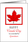 For Grandson Canada Day Greeting Card-Red Maple Leaf card