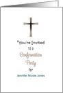 Confirmation Party Invitation Card-Tan and Black Cross-Customizable card