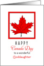 For Goddaughter Canada Day Greeting Card-Red Maple Leaf card