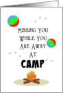 Thinking of You Away at Camp-Camp Fire-Beach Balls-Water Droplets card