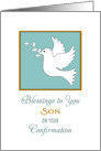 For Son Confirmation Greeting Card with White Dove and Twig card