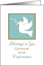 For Nephew Confirmation Greeting Card with White Dove and Twig card