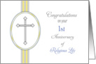 1st Ordination Anniversary Congratulations Card-Religious Life-Cross card