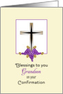 For Grandson Confirmation Greeting Card-Cross, Grapes & Wheat card