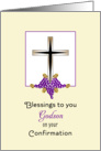 For Godson Confirmation Greeting Card-Cross, Grapes & Wheat card