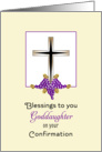 For Goddaughter Confirmation Greeting Card-Cross, Grapes & Wheat card