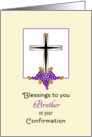 For Brother Confirmation Greeting Card-Cross, Grapes & Wheat card