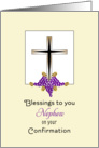 For Nephew Confirmation Greeting Card-Cross, Grapes & Wheat card