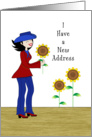 New Address Sunflower Moving Announcement Card with Cowgirl card