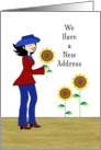 New Address Sunflower Moving Announcement Card with Country Cowgirl card