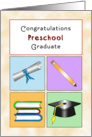 Preschool Graduation Card-Pencil-Diploma-Hat-Books card