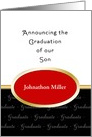 Graduation Announcement Greeting Card for Son-Red Oval Custom Text card