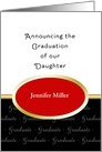 Graduation Announcement Greeting Card for Daughter Oval Custom Text card