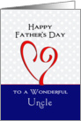 For Uncle Father’s Day Greeting Card-Red Heart-Star Background card