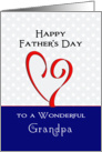 For Grandpa Father’s Day Greeting Card-Red Heart-Star Background card