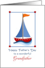 For Grandfather Father’s Day Greeting Card - Blue & Red Sail Boat card