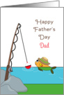 For Dad/Father Father’s Day Greeting Card-Fishing Pole-Fish-Hat-Bobber card