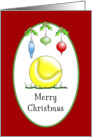 Tennis Christmas Greeting Card with Tennis Ball and Ornaments card