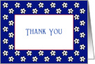 Thank You Card with Futbol-Soccer Balls Theme Over Blue Background card