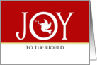 Joy To The World Christmas Card-White Dove Bird Over Red Background card