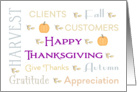 Business Thanksgiving Card with Word Text, Pumpkins and Leaves card